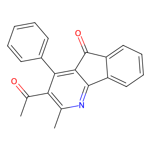 3-acetyl-2-methyl-4-phenyl-5H-indeno[1,2-b]pyridin-5-one structure
