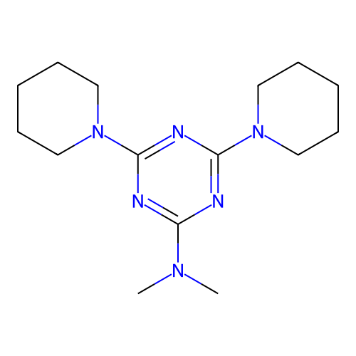 N,N-dimethyl-4,6-di(piperidin-1-yl)-1,3,5-triazin-2-amine structure