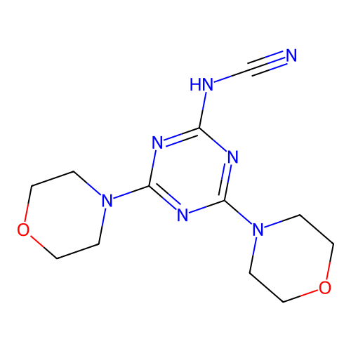 [4,6-Di(morpholin-4-yl)-1,3,5-triazin-2-yl]cyanamide structure