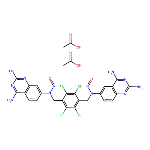 乙酸;N-(2,4-二氨基喹唑啉-6-基)-N-[[2,3,5,6-四氯-4-[[(2,4-二氨基喹唑啉-7-基)-亚硝基氨基]甲基]苯基]甲基]硝基甲酰胺 structure