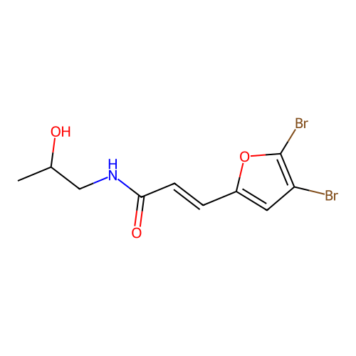 N-2-hydroxypropyl-beta-(4,5-dibromo-2-furyl)acrylamide structure