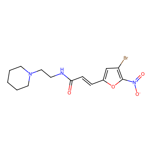 N-(2-N-Piperidinylethyl)-beta-(5-nitro-4-bromo-2-furyl)acrylamide structure