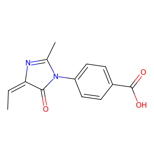 Benzoic acid, 4-(4-ethylidene-4,5-dihydro-2-methyl-5-oxo-1H-imidazol-1-yl)- structure