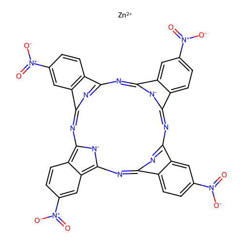 zinc (II) tetranitrophthalocyanine structure