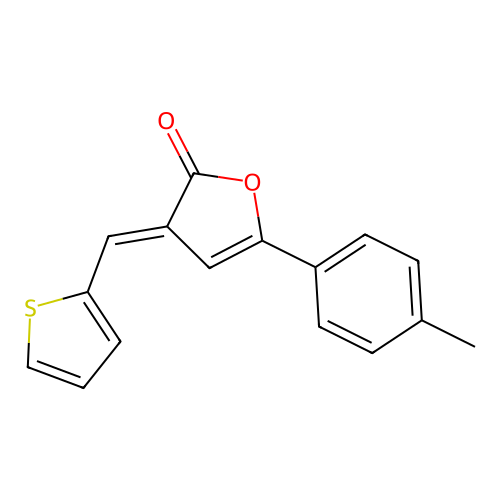 (3E)-5-(4-methylphenyl)-3-(thiophen-2-ylmethylidene)furan-2-one structure