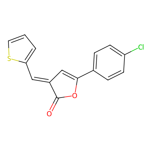 (3E)-5-(4-chlorophenyl)-3-(thiophen-2-ylmethylidene)furan-2(3H)-one structure