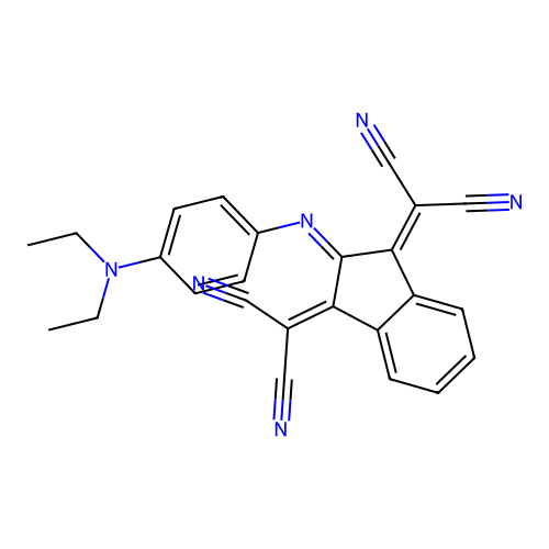 1,3-bis(dicyanomethylene)-2-[4'-(N,N-diethylamino)phenylimino]indane structure