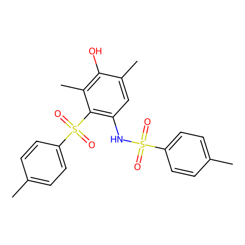 n-{4-hydroxy-3,5-dimethyl-2-[(4-methylphenyl)sulfonyl]phenyl}-4-methylbenzenesulfonamide structure
