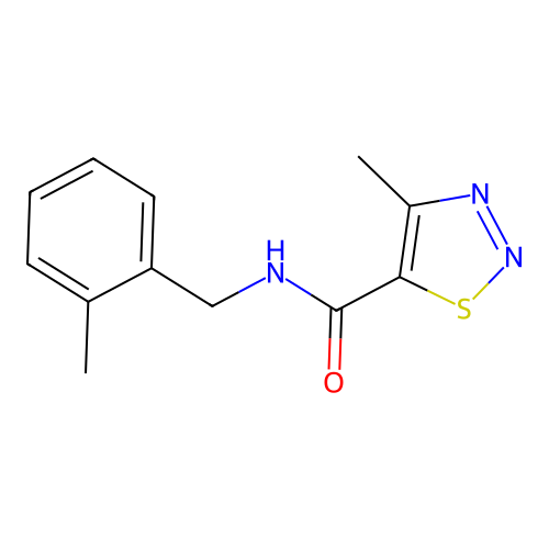 4-Methyl-N-[(2-methylphenyl)methyl]-1,2,3-thiadiazole-5-carboxamide structure