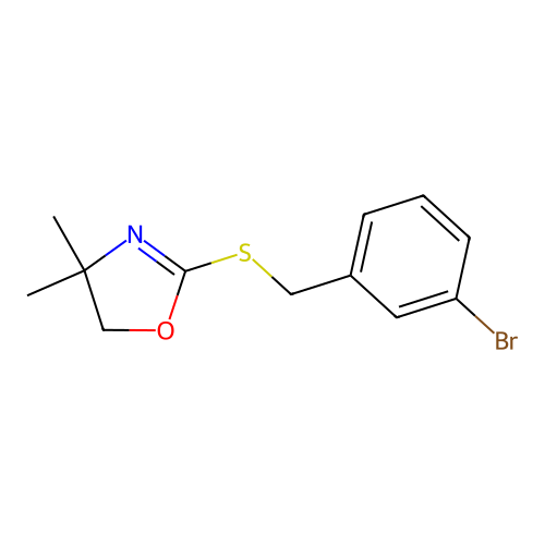 2-[(3-bromophenyl)methylsulfanyl]-4,4-dimethyl-5H-1,3-oxazole structure