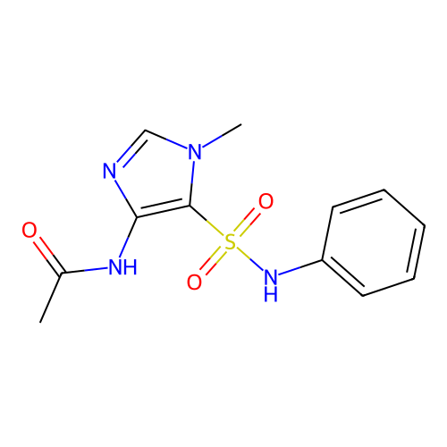 N-[1-methyl-5-(phenylsulfamoyl)imidazol-4-yl]acetamide structure