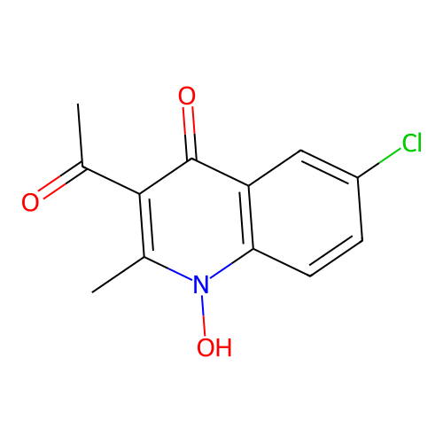 3-acetyl-6-chloro-1-hydroxy-2-methylquinolin-4(1H)-one structure