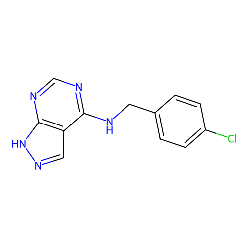 N-(4-chlorobenzyl)-1H-pyrazolo[3,4-d]pyrimidin-4-amine structure