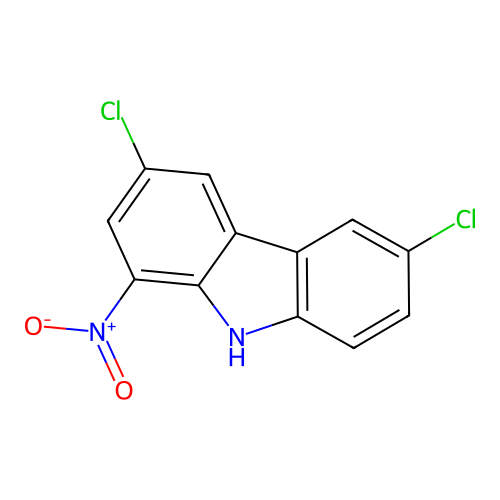 3,6-dichloro-1-nitro-9H-carbazole structure