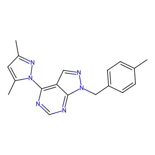 4-(3,5-dimethyl-1H-pyrazol-1-yl)-1-(4-methylbenzyl)-1H-pyrazolo[3,4-d]pyrimidine structure
