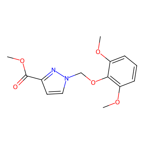 methyl 1-[(2,6-dimethoxyphenoxy)methyl]-1H-pyrazole-3-carboxylate structure