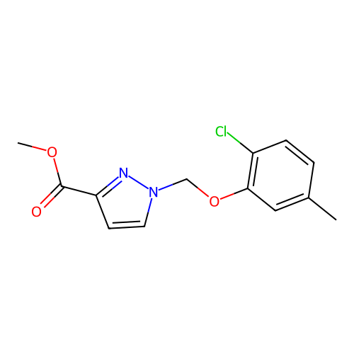 methyl 1-[(2-chloro-5-methylphenoxy)methyl]-1H-pyrazole-3-carboxylate structure
