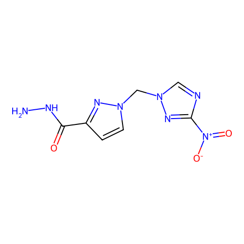 1-((3-Nitro-1H-1,2,4-triazol-1-yl)methyl)-1H-pyrazole-3-carbohydrazide structure