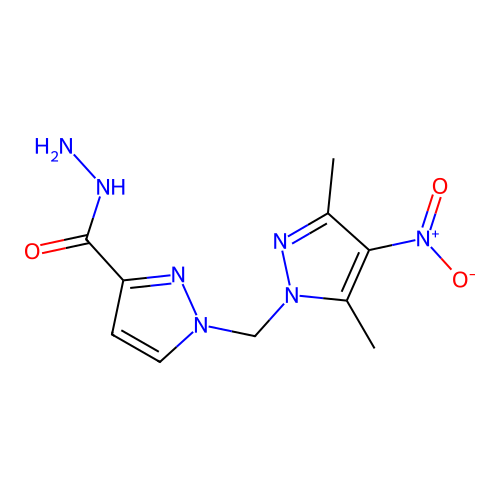 1-((3,5-Dimethyl-4-nitro-1H-pyrazol-1-yl)methyl)-1H-pyrazole-3-carbohydrazide structure