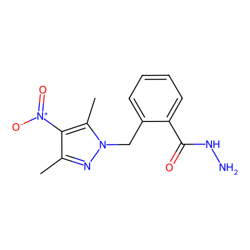 2-(3,5-Dimethyl-4-nitro-pyrazol-1-ylmethyl)-benzoic acid hydrazide structure