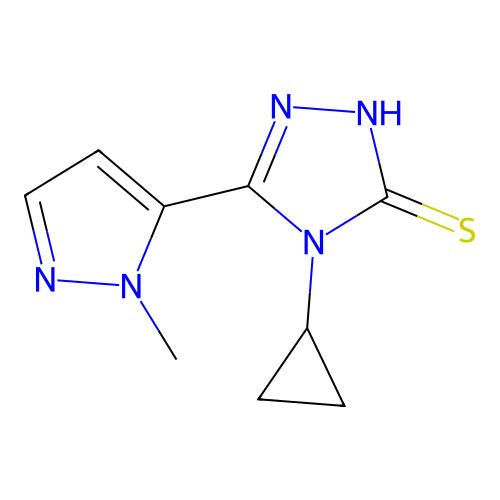 4-cyclopropyl-5-(1-methyl-1H-pyrazol-5-yl)-4H-1,2,4-triazole-3-thiol structure