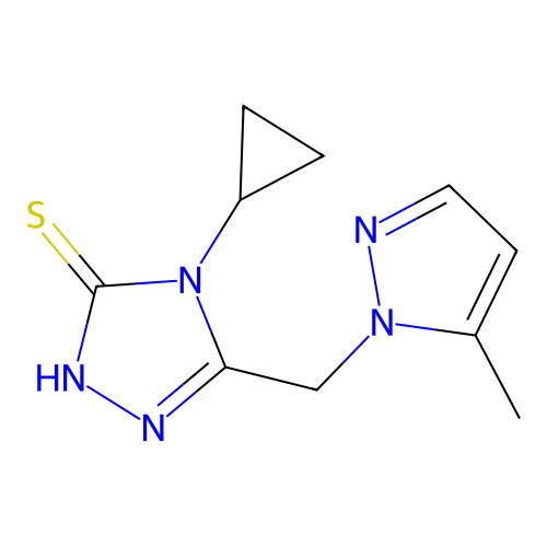 4-Cyclopropyl-5-((5-methyl-1H-pyrazol-1-yl)methyl)-4H-1,2,4-triazole-3-thiol structure