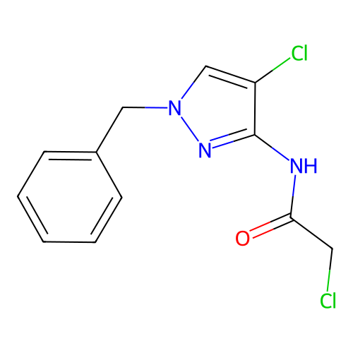 N-(1-benzyl-4-chloro-1H-pyrazol-3-yl)-2-chloroacetamide structure