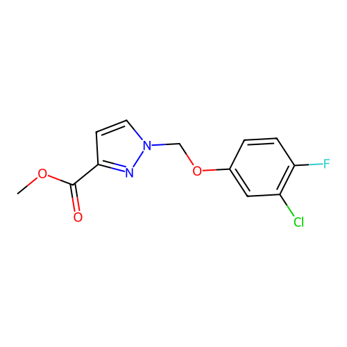 Methyl 1-((3-chloro-4-fluorophenoxy)methyl)-1H-pyrazole-3-carboxylate structure