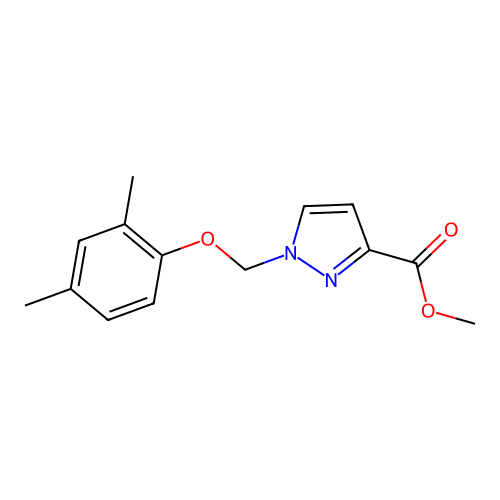 methyl 1-[(2,4-dimethylphenoxy)methyl]-1H-pyrazole-3-carboxylate structure