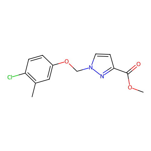 methyl 1-[(4-chloro-3-methylphenoxy)methyl]-1H-pyrazole-3-carboxylate structure