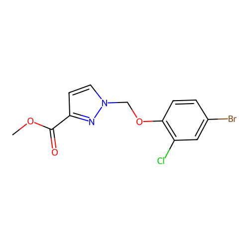 methyl 1-[(4-bromo-2-chlorophenoxy)methyl]-1H-pyrazole-3-carboxylate structure