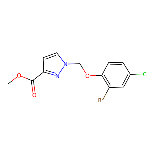 methyl 1-[(2-bromo-4-chlorophenoxy)methyl]-1H-pyrazole-3-carboxylate structure