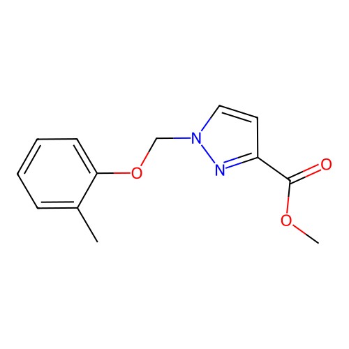 methyl 1-[(2-methylphenoxy)methyl]-1H-pyrazole-3-carboxylate structure