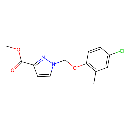 methyl 1-[(4-chloro-2-methylphenoxy)methyl]-1H-pyrazole-3-carboxylate structure