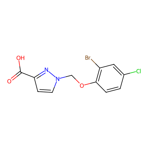 1-[(2-bromo-4-chlorophenoxy)methyl]-1H-pyrazole-3-carboxylic acid structure