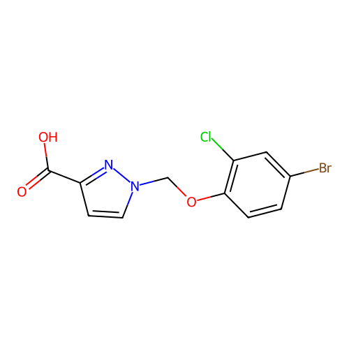1-[(4-bromo-2-chlorophenoxy)methyl]-1H-pyrazole-3-carboxylic acid structure