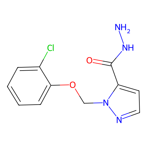1-[(2-chlorophenoxy)methyl]-1H-pyrazole-5-carbohydrazide structure