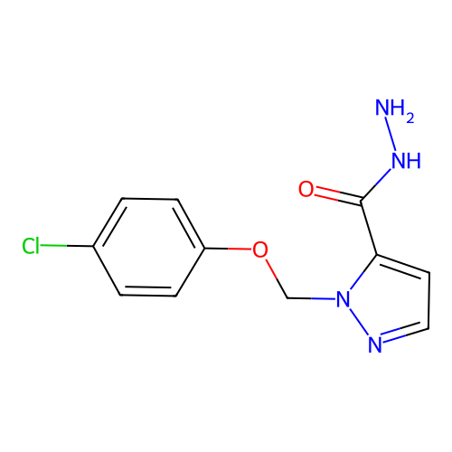 1-((4-Chlorophenoxy)methyl)-1H-pyrazole-5-carbohydrazide structure