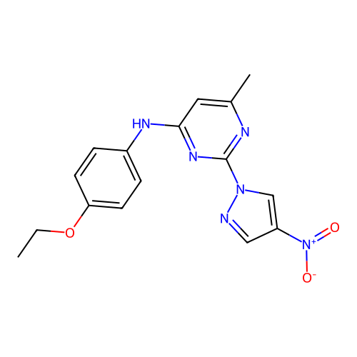 N-(4-ethoxyphenyl)-6-methyl-2-(4-nitro-1H-pyrazol-1-yl)pyrimidin-4-amine structure