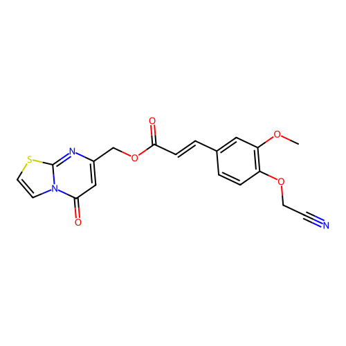(5-oxo-[1,3]thiazolo[3,2-a]pyrimidin-7-yl)methyl (E)-3-[4-(cyanomethoxy)-3-methoxyphenyl]prop-2-enoate structure