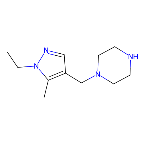1-[(1-ethyl-5-methyl-1H-pyrazol-4-yl)methyl]piperazine structure