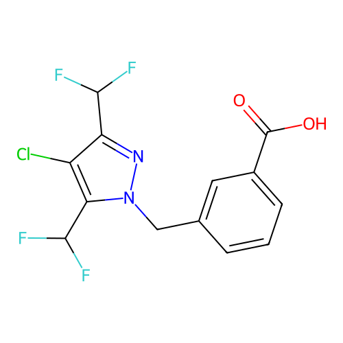 3-{[4-chloro-3,5-bis(difluoromethyl)-1H-pyrazol-1-yl]methyl}benzoic acid structure