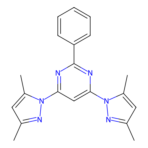 4,6-bis(3,5-dimethyl-1H-pyrazol-1-yl)-2-phenylpyrimidine structure