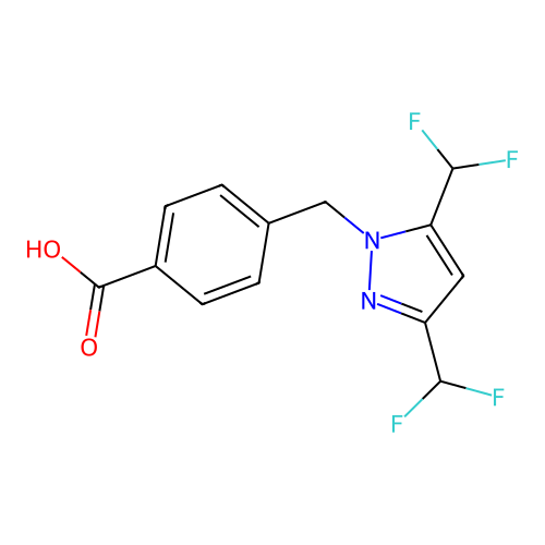 4-{[3,5-bis(difluoromethyl)-1H-pyrazol-1-yl]methyl}benzoic acid structure