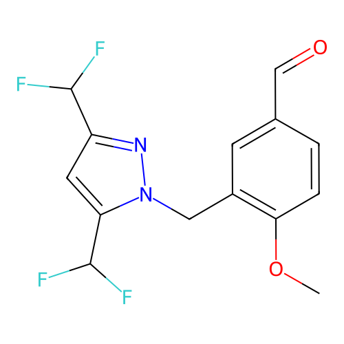 3-{[3,5-bis(difluoromethyl)-1H-pyrazol-1-yl]methyl}-4-methoxybenzaldehyde structure