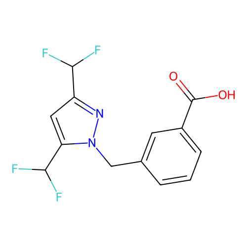 3-{[3,5-bis(difluoromethyl)-1H-pyrazol-1-yl]methyl}benzoic acid structure
