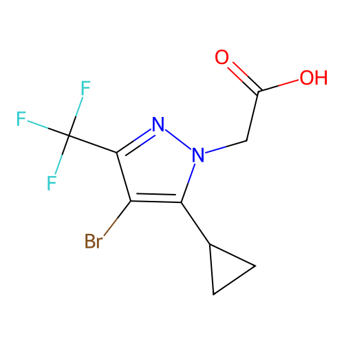 [4-bromo-5-cyclopropyl-3-(trifluoromethyl)-1H-pyrazol-1-yl]acetic acid structure