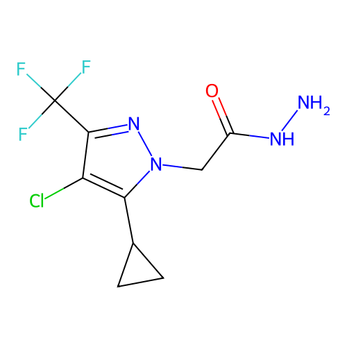 2-[4-chloro-5-cyclopropyl-3-(trifluoromethyl)-1H-pyrazol-1-yl]acetohydrazide structure