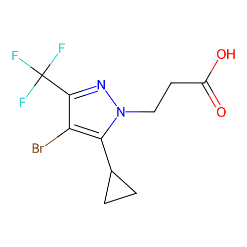 3-[4-bromo-5-cyclopropyl-3-(trifluoromethyl)-1H-pyrazol-1-yl]propanoic acid structure