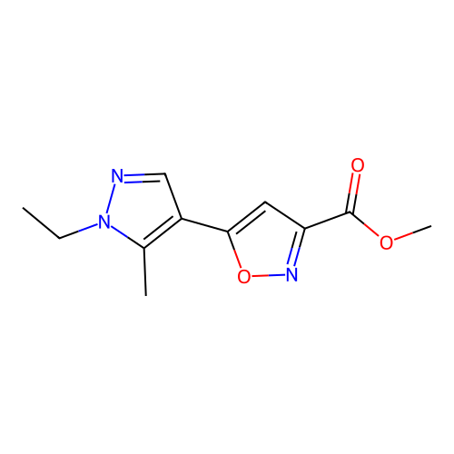 Methyl 5-(1-ethyl-5-methyl-1H-pyrazol-4-yl)isoxazole-3-carboxylate structure